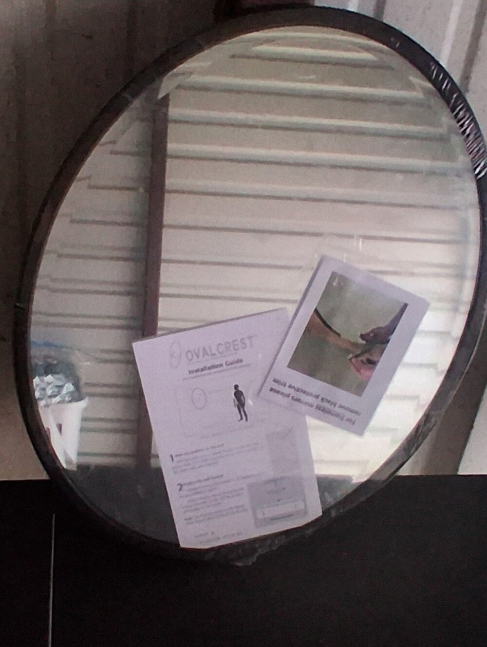 Crest Round Wall Mirror with Black Frame